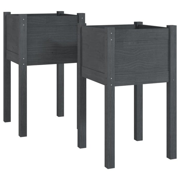 vidaXL Jardinières 2 pcs Gris 40x40x70 cm Bois de pin massif
