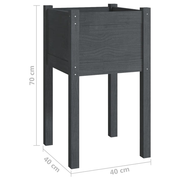 vidaXL Jardinières 2 pcs Gris 40x40x70 cm Bois de pin massif