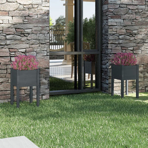 vidaXL Jardinières 2 pcs Gris 40x40x70 cm Bois de pin massif