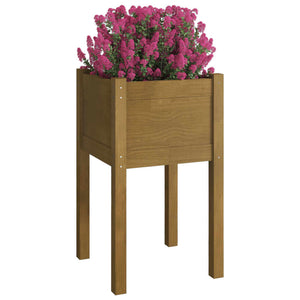 vidaXL Jardinière Bois de pin massif Marron miel 40x40x70 cm