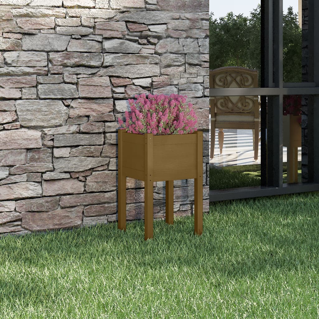 vidaXL Jardinière Bois de pin massif Marron miel 40x40x70 cm