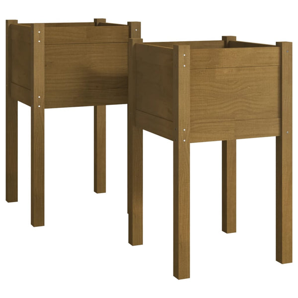 Pflanzkübel 2er Set Honigbraun 40x40x70cm