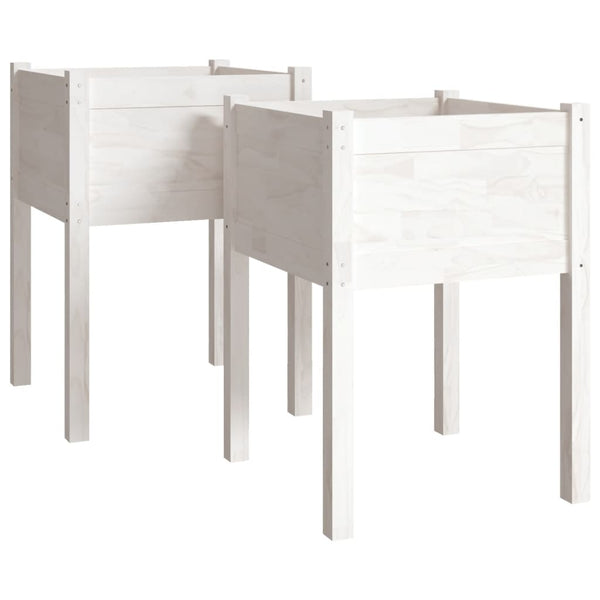 Pflanzkübel 2er Set Weiß 50x70cm Kiefernholz