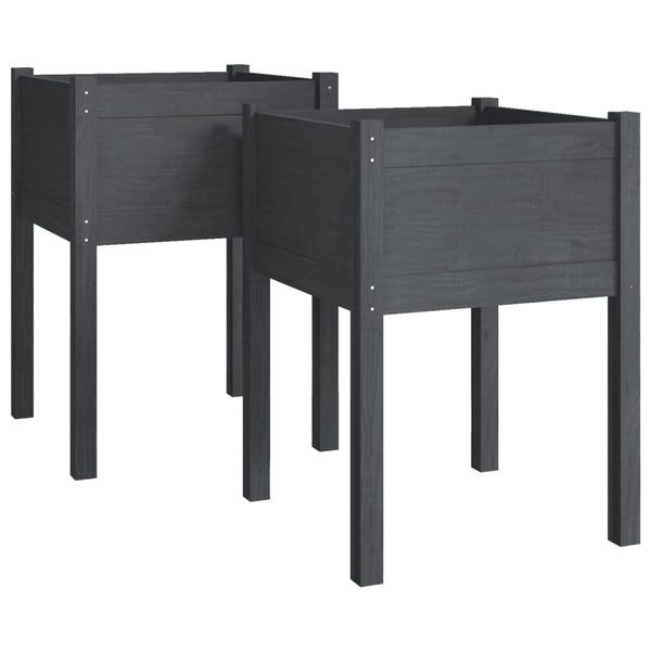 2er Set Pflanzkübel Grau 50x50x70cm