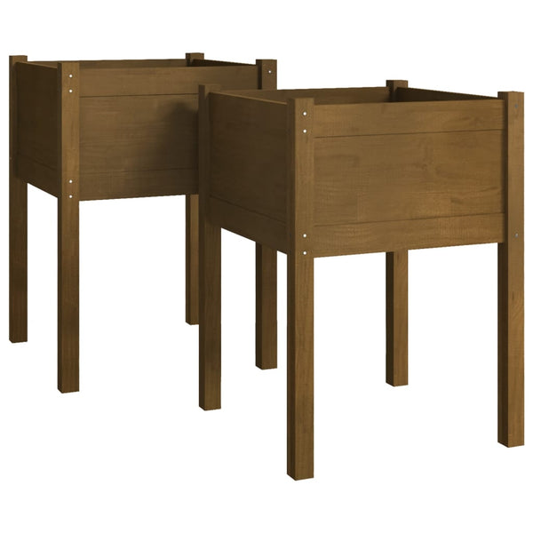 2er Set Pflanzkübel Honigbraun 50x50x70cm