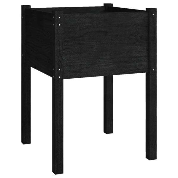 vidaXL Jardinière noire 50x50x70 cm en pin massif