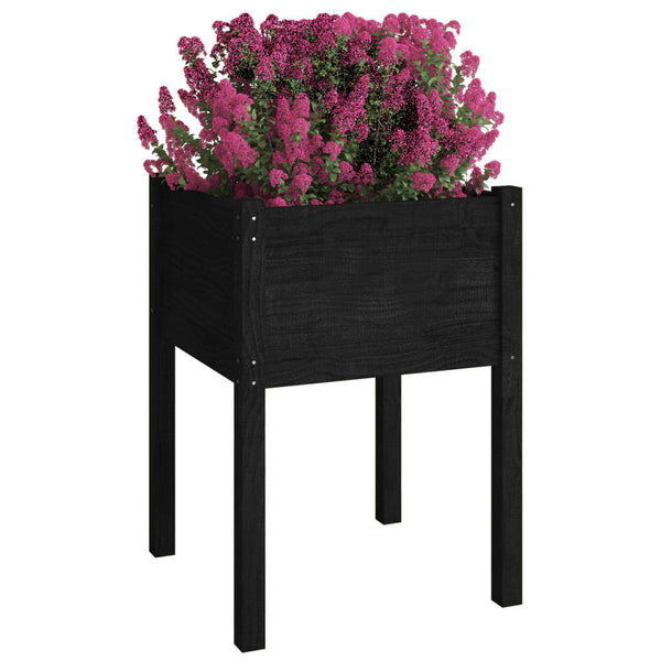 vidaXL Jardinière noire 50x50x70 cm en pin massif