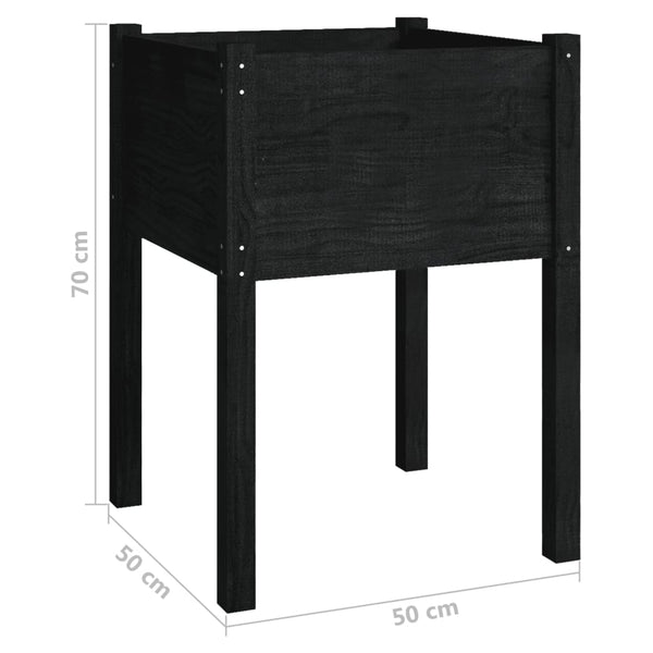 vidaXL Jardinière noire 50x50x70 cm en pin massif