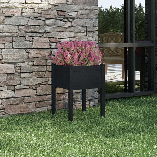 vidaXL Jardinière noire 50x50x70 cm en pin massif