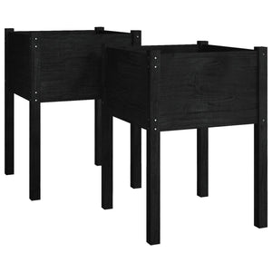 Pflanzkübel Set Schwarz Kiefer 50x50x70cm