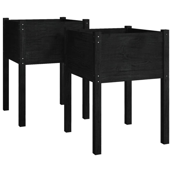 Pflanzkübel Set Schwarz Kiefer 50x50x70cm