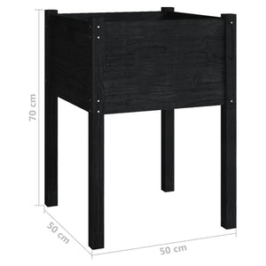 Pflanzkübel Set Schwarz Kiefer 50x50x70cm