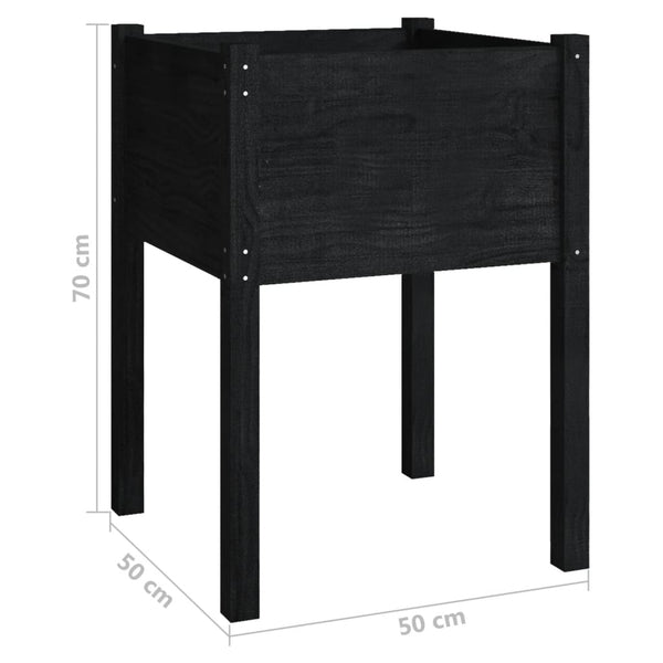 Pflanzkübel Set Schwarz Kiefer 50x50x70cm