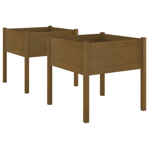 vidaXL Jardinières 2 pcs. Marron miel 70x70x70 cm Bois de pin massif