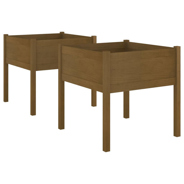 vidaXL Jardinières 2 pcs. Marron miel 70x70x70 cm Bois de pin massif
