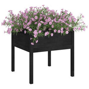 vidaXL Jardinière noire 70x70x70 cm Bois de pin massif