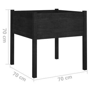 vidaXL Jardinière noire 70x70x70 cm Bois de pin massif