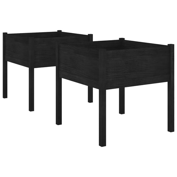 Schwarze Pflanzkübel 70x70x70cm, 2er Set