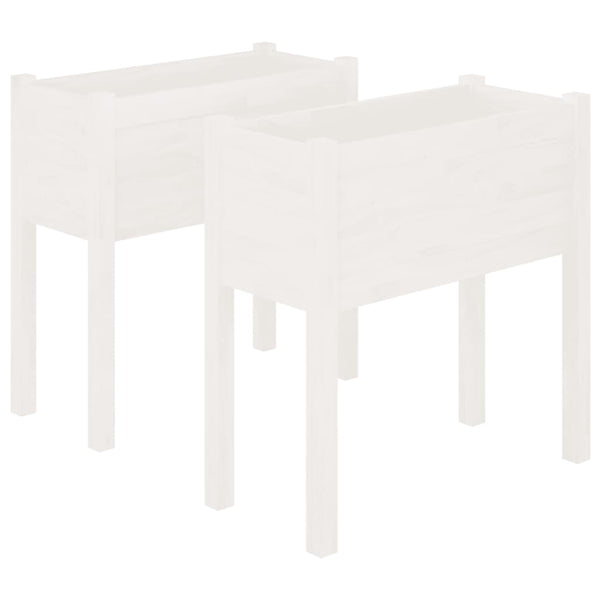 Pflanzkübel 2er Set Weiß Kiefer 70cm