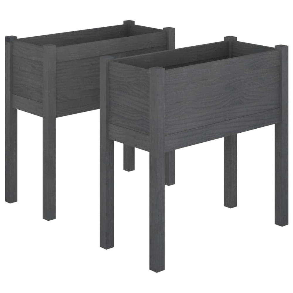 Pflanzkübel 2er Set Grau 70cm Kiefernholz