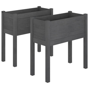 Pflanzkübel 2er Set Grau 70cm Kiefernholz