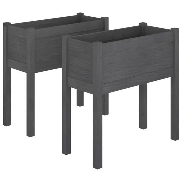 Pflanzkübel 2er Set Grau 70cm Kiefernholz