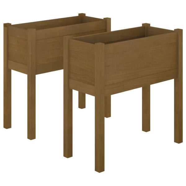 Pflanzkübel 2er Set Honigbraun Kiefer 70cm