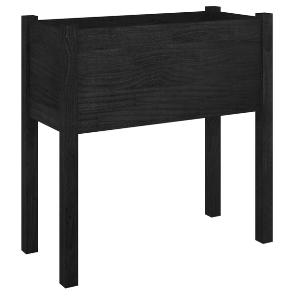 Schwarzer Pflanzkübel 70x70 cm Kiefernholz