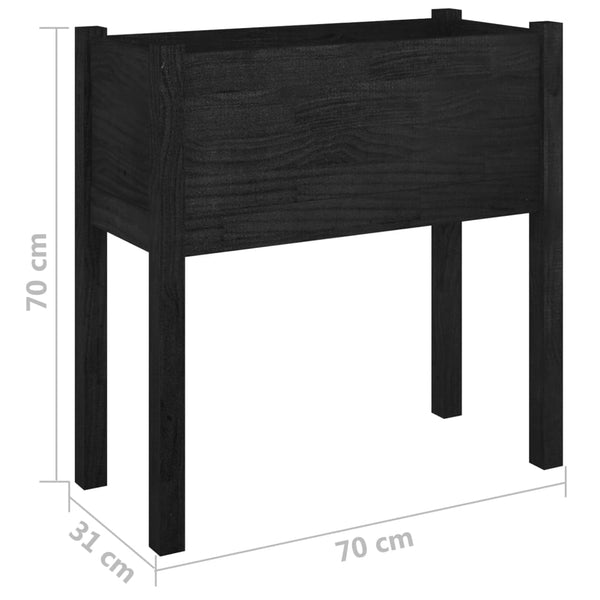 Schwarzer Pflanzkübel 70x70 cm Kiefernholz