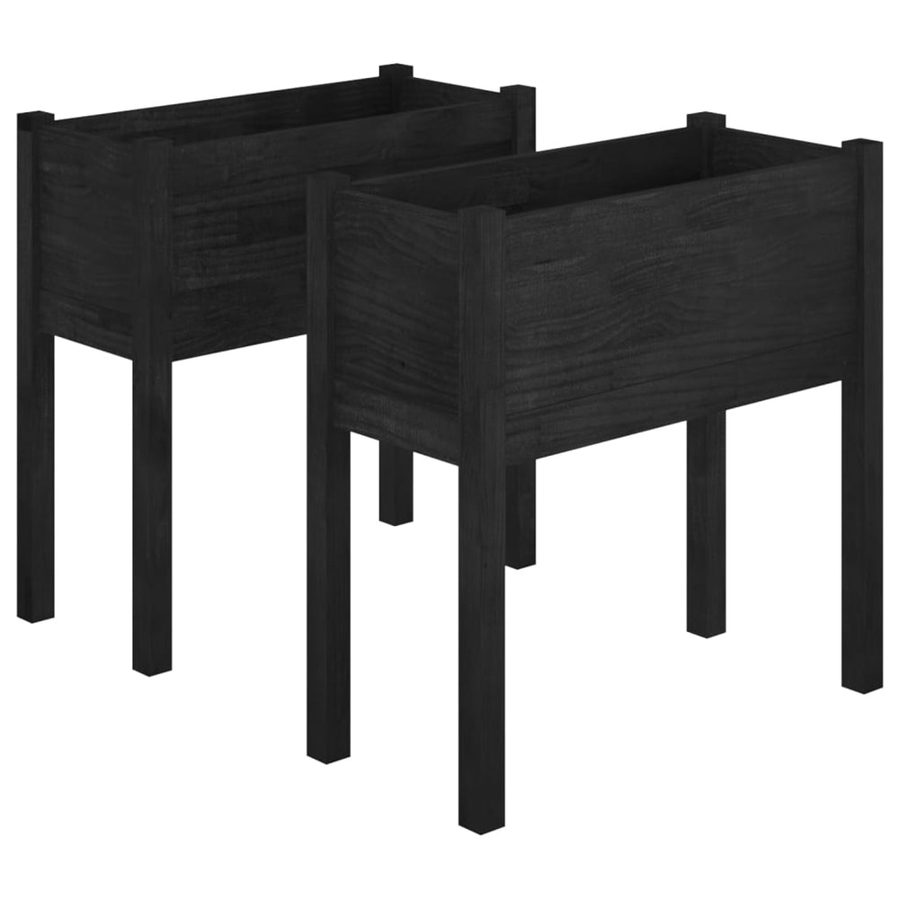 Pflanzkübel 2er Set Kiefer Schwarz 70cm