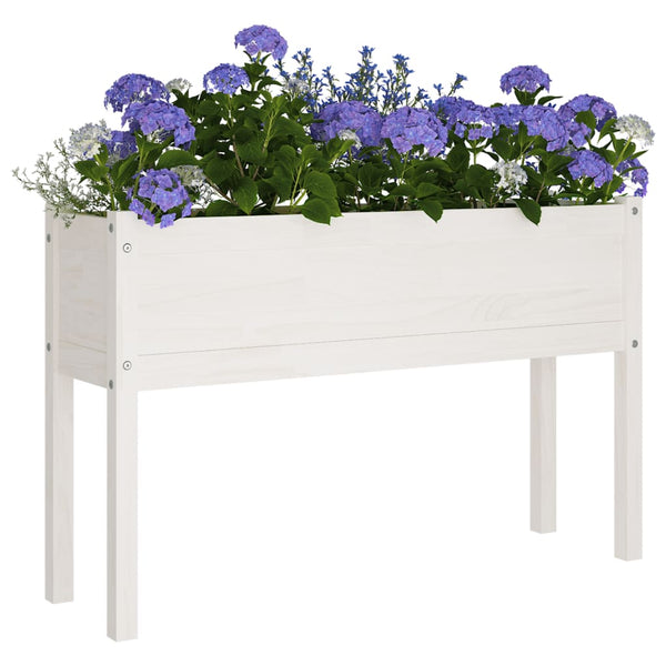 Weißer Pflanzkübel 110cm Kiefer Massivholz