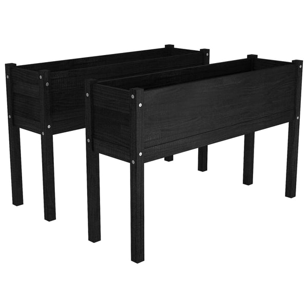 Pflanzkübel Set, 110cm, Kiefer Schwarz
