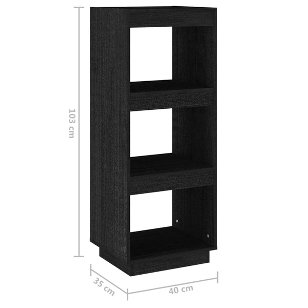 Schwarzes Kiefer Bücherregal/Raumteiler 40x103 cm