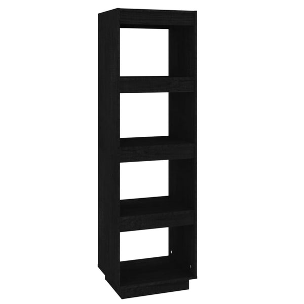 Schwarzes Kiefer Massivholz Bücherregal 40x135cm