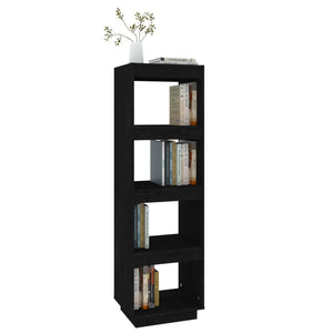Schwarzes Kiefer Massivholz Bücherregal 40x135cm