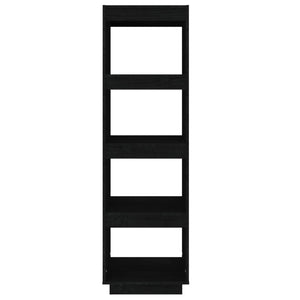 Schwarzes Kiefer Massivholz Bücherregal 40x135cm
