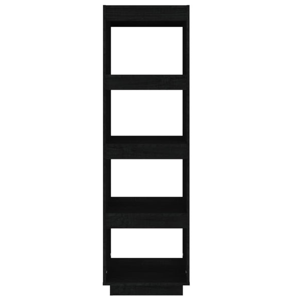 Schwarzes Kiefer Massivholz Bücherregal 40x135cm