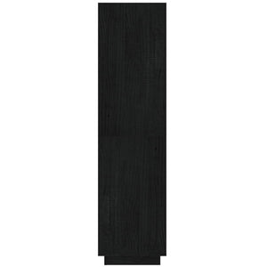 Schwarzes Kiefer Massivholz Bücherregal 40x135cm