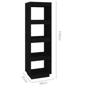 Schwarzes Kiefer Massivholz Bücherregal 40x135cm