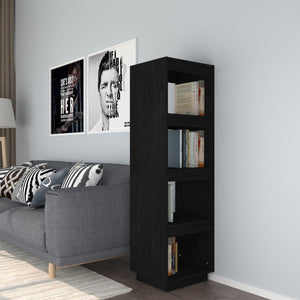 Schwarzes Kiefer Massivholz Bücherregal 40x135cm