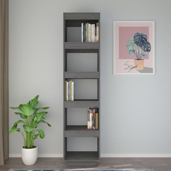 Graues Bücherregal Kiefer Massivholz 40x167 cm