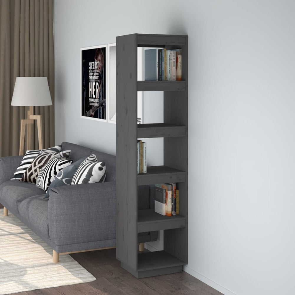 Graues Bücherregal Kiefer Massivholz 40x167 cm