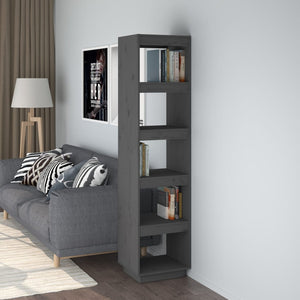 Graues Bücherregal Kiefer Massivholz 40x167 cm