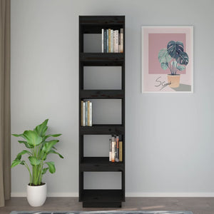 Schwarzes Bücherregal Kiefer Massivholz 40x167 cm