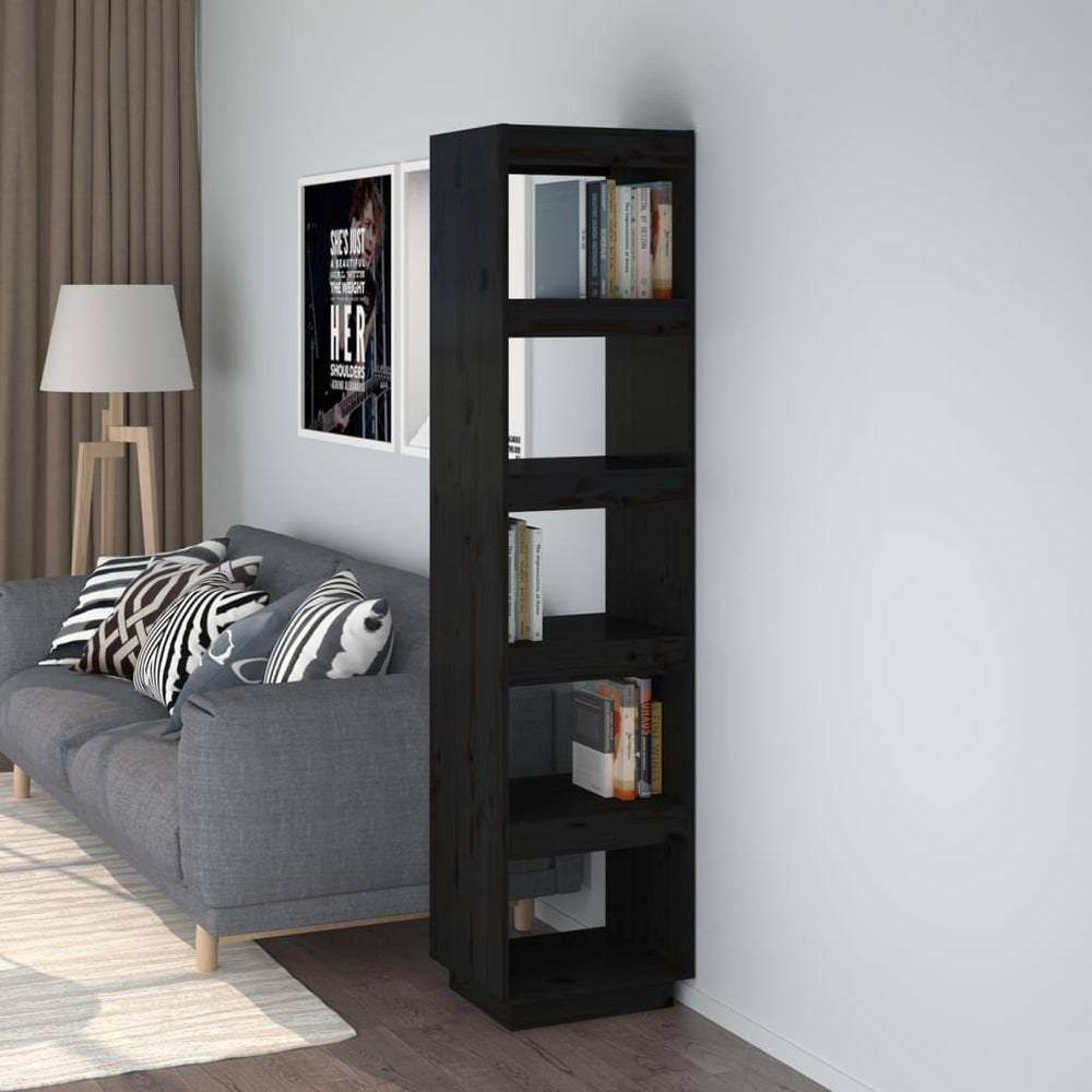 vidaXL Étagère/Séparateur de pièce noir 40x35x167 cm pin massif
