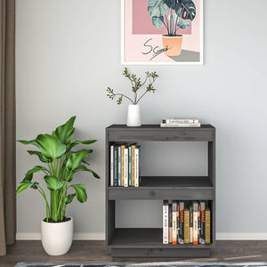 Graues Bücherregal 60x35x71cm Kiefer Massivholz
