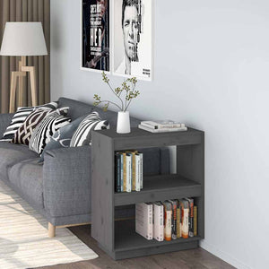 Graues Bücherregal 60x35x71cm Kiefer Massivholz