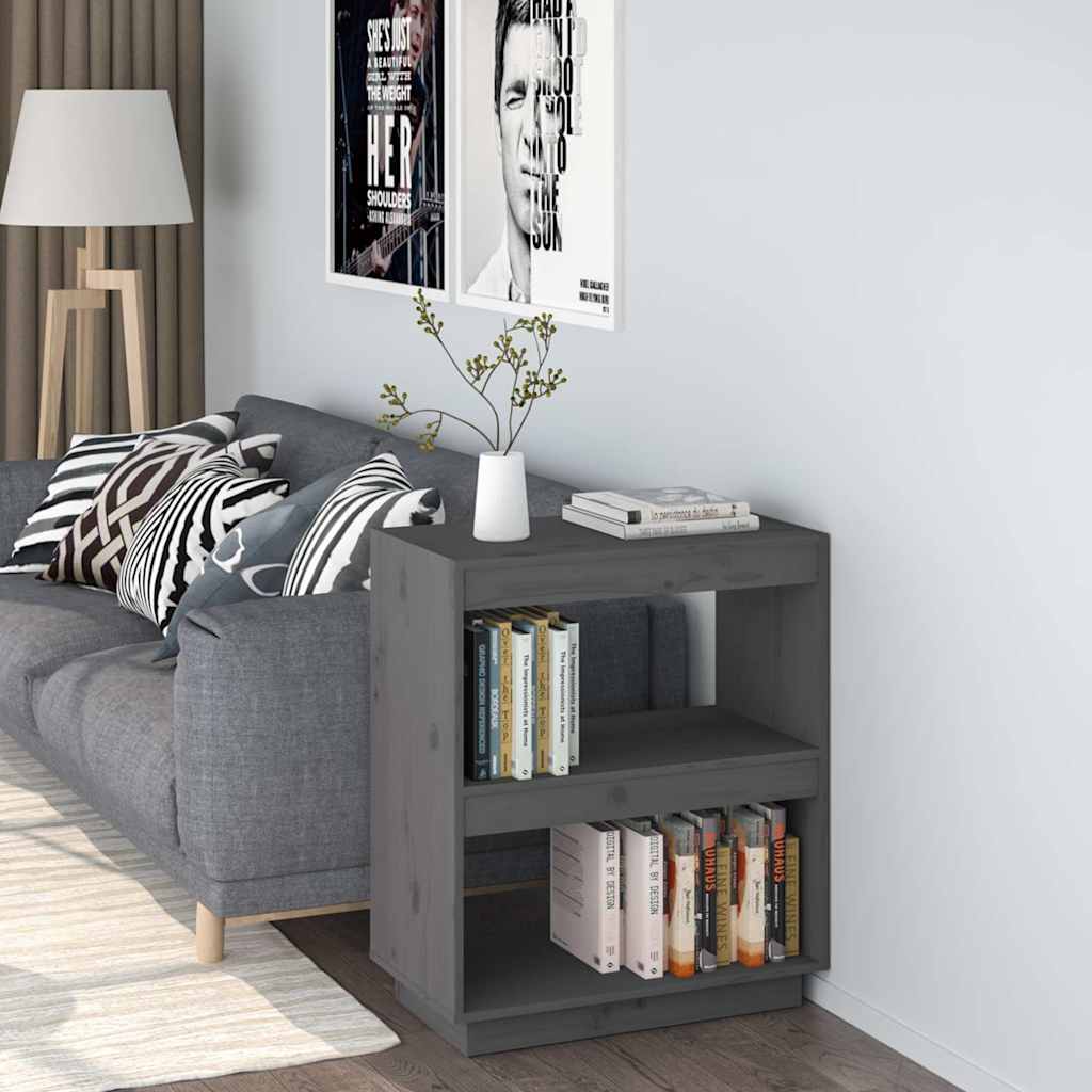 Graues Bücherregal 60x35x71cm Kiefer Massivholz