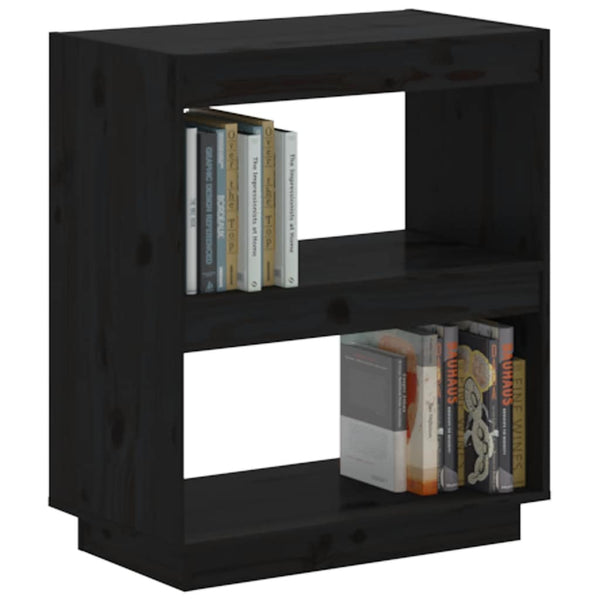 Schwarzes Bücherregal 60x35x71cm Kiefer Massivholz