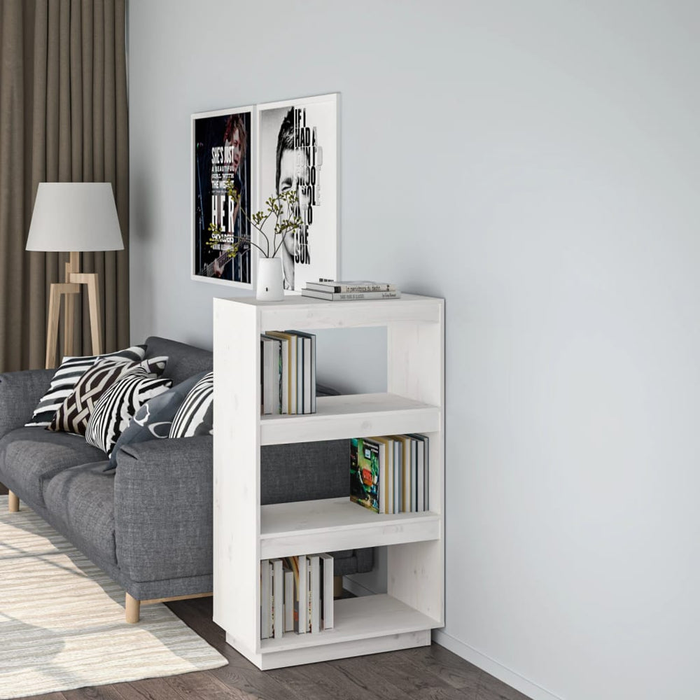 vidaXL Bibliothèque/Séparateur de Pièce Blanc 60x35x103 cm Bois de Pin Massif